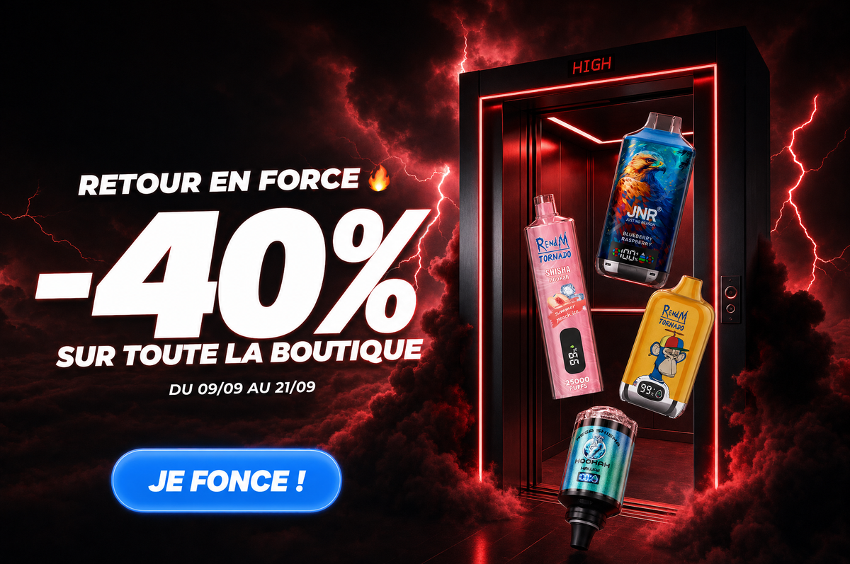 Puffs JNR en promo -50% avec le code PUFF50, livraison rapide France - Offre PuffEngros du 19 au 31 mai